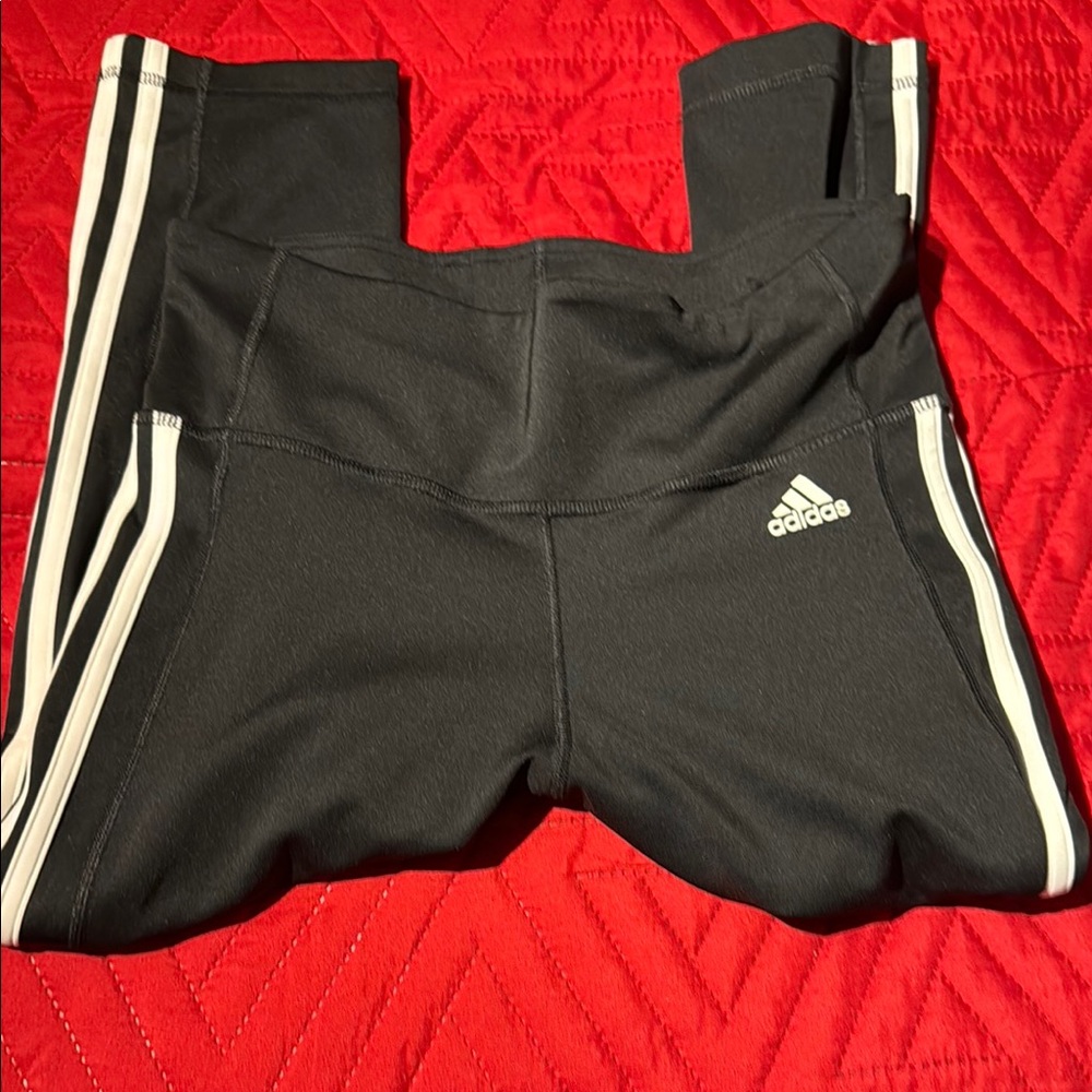Adidas Black Leggings with Signature Three-Stripe Design
